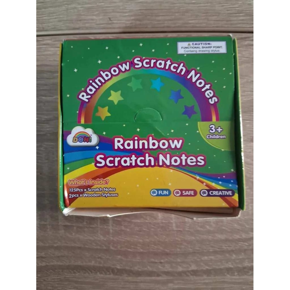 DONI Rainbow Scratch Notes 125 Count Art Kit with 2 Wooden Styluses DO0001